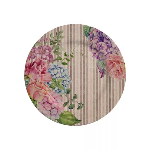 Conjunto com 6 Pratos de Sobremesa Decoupage Flowers Ø21cm Alleanza Cerâmica