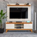 Ver imagem 6 de Painel Ripado com Rack Tv 50 Polegadas 136cm Monaco - Off White e Cedro