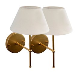 Kit 2 Arandelas Luminaria de Parede Dourado Moderna Bivolt com Cupula Bege Algodao - 6