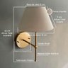 Kit 2 Arandelas de Parede Dourado para Decoração Sala, Quarto, Lavabo, Corredor com Cúpula Bege - 3