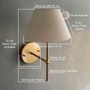 Ver imagem 4 de Kit 2 Arandelas de Parede Clássico Alumínio com Cúpula Tecido Algodão Ref 16