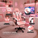 Ver mais imagens de Cadeira Gamer Stillus Reclinável 120° com Apoio para Os Pés e Cabeça Rosa