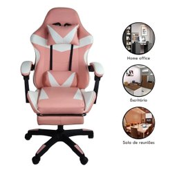 Cadeira Gamer Stillus Ergonômica com Apoio para Os Pés - Rosa - 6