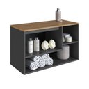 Ver imagem 7 de Balcão Gabinete de Banheiro Suspenso 80cm com 1 Porta e Nichos Barcelona Preto/Grafite
