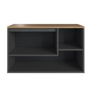 Ver imagem 6 de Balcão Gabinete de Banheiro Suspenso 80cm com 1 Porta e Nichos Barcelona Preto/Grafite