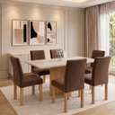 Ver imagem 1 de Conjunto de Sala de Jantar 6 Lugares Mesa Carol e Cadeiras Espanha Cinamomo e Off White