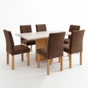 Ver imagem 2 de Conjunto de Sala de Jantar 6 Lugares Mesa Carol e Cadeiras Espanha Cinamomo e Off White