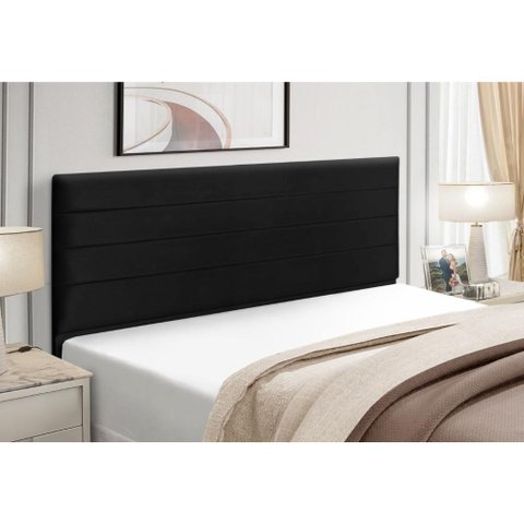 Cabeceira Estofados Solteiro Quarto 90cm Talita Suede Preto Madelina Decor