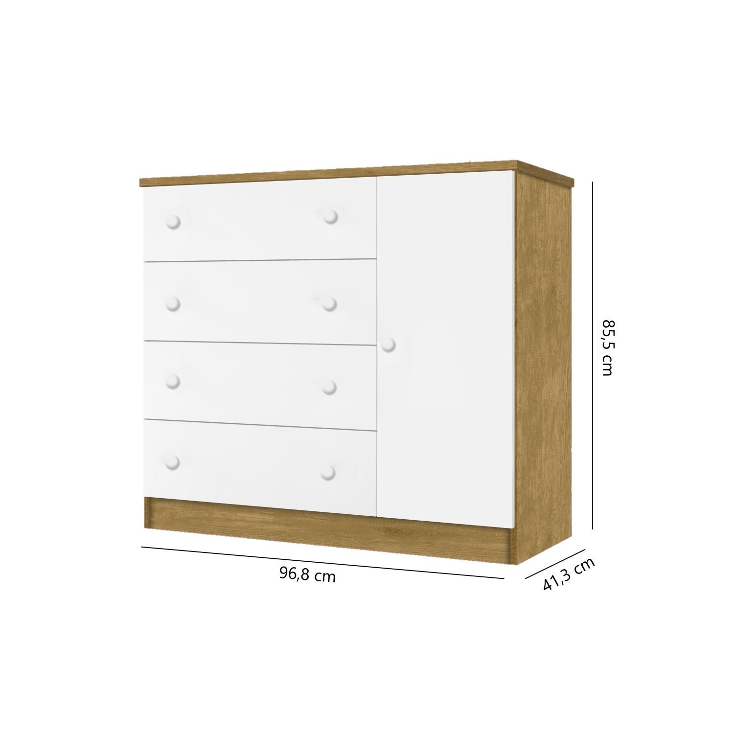 Cômoda para Quarto de Bebê 4 Gavetas 1 Porta Laiza | MadeiraMadeira