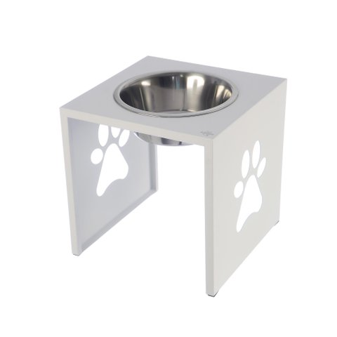Comedouro Elevado Individual Cão Porte M Branco