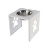 Comedouro Elevado Individual Cão Porte M Branco - 1