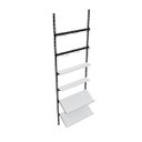 Ver imagem 1 de Kit Expositor de Calçados de Parede Cremalheira com Prateleira em MDF Comac Branco/Preto