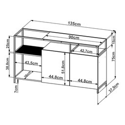 Aparador Buffet Estilo York Industrial 135cm 02 Portas 27898 Artesano - Vermont/preto - 7