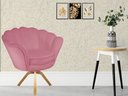 Ver imagem 4 de Poltrona Decorativa Pétala Base Giratória Madeira Suede Rosa Ms Decor