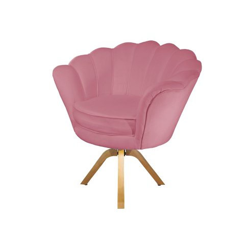 Poltrona Decorativa Pétala Base Giratória Madeira Suede Rosa Ms Decor