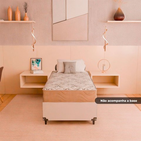 Colchão Solteiro e-Shop Casa D33 One Face - 17x88x188cm - Suede Bege