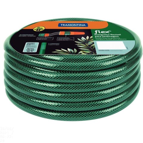 Mangueira Flex Tramontina Verde em Pvc 3 Camadas 15 M com Engate Rosqueado e Esguicho Tramontina