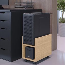 Suporte para Cpu e Nobreak com Rodízios Guide L03 Amadeirado - 5