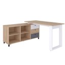 Ver imagem 1 de Mesa Escrivaninha em L com 3 Gavetas e Nichos Nexos Carvalho/branco/grafito