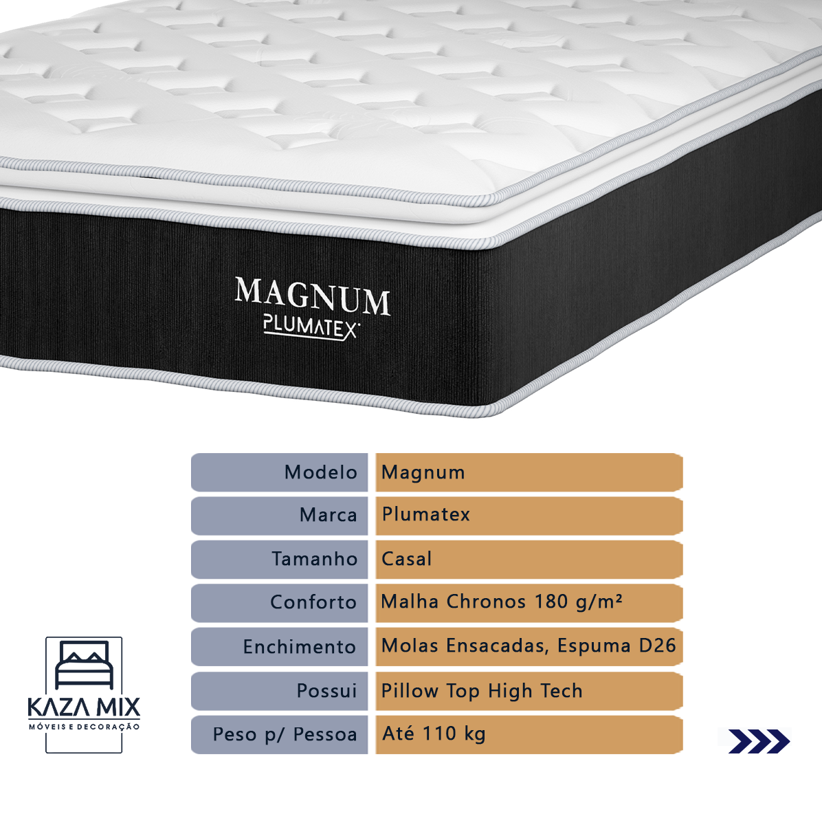 Cama Box Casal e Colchão Magnum Plumatex Chronos 180g D26 - 2