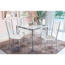 Ver imagem 1 de Conjunto: Mesa Sala Jantar Reno C/ Tampo de Vidro 90x90cm e 4 Cadeiras Lisboa Cromada - Branco -