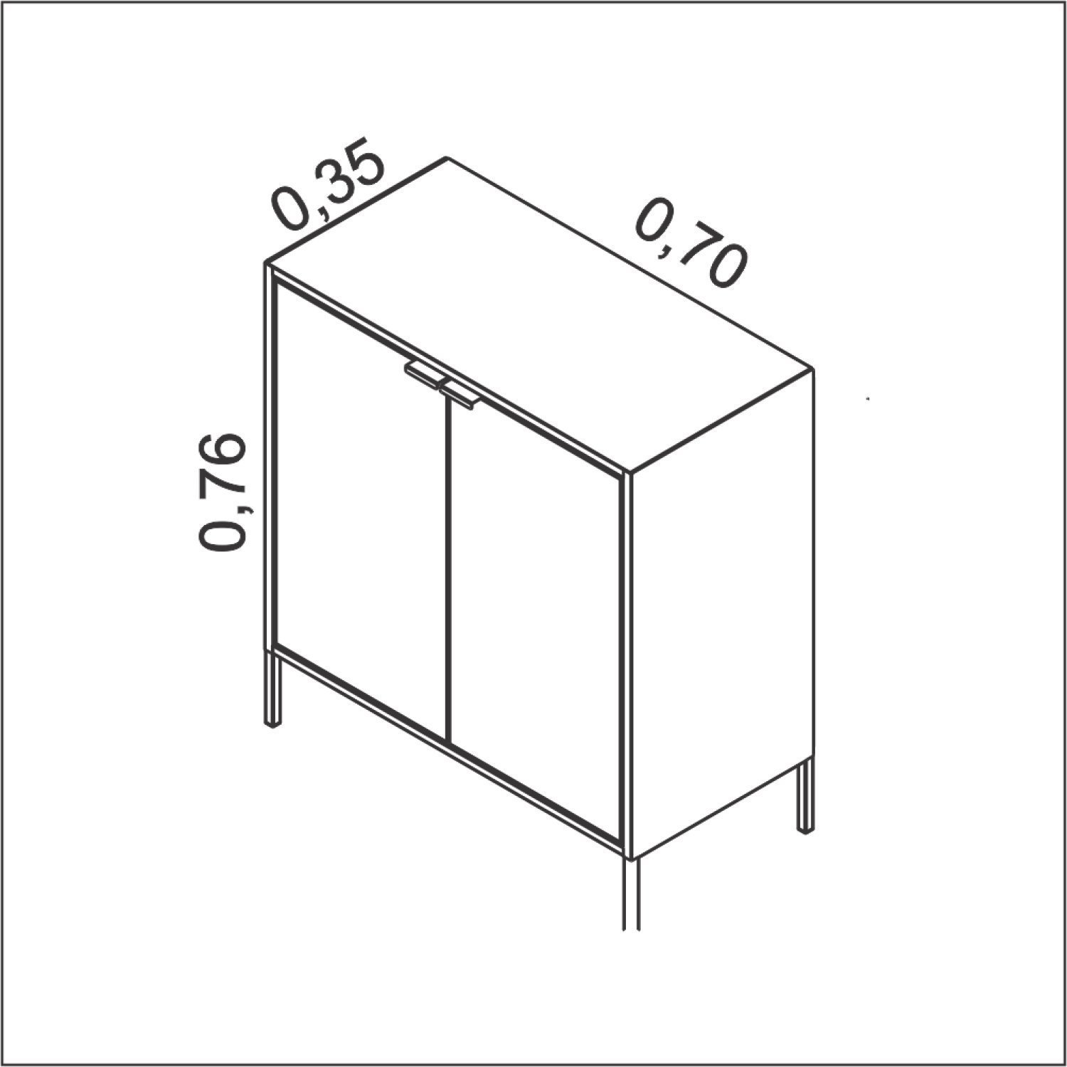 Balcão Multiuso em Aço 2 Portas 70cm Smart - 4