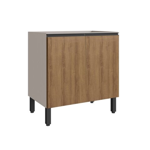 Balcão para Cozinha 80cm 2 Portas Marrom/Fumê com Montana