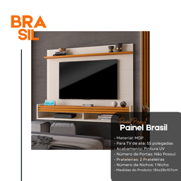 Painel para Tv até 55 Polegadas Ripado Brasil 136cm - 7