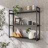 Estrutura Metálica Suporte para Prateleira Industrial 3 Níveis Preto - 3