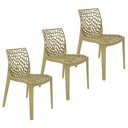 Ver imagem 1 de Kit 3 Cadeiras Gruvyer Design Cozinha Sala de Estar Jantar - Bege