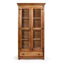 Ver imagem 2 de Cristaleira Antiga Rústica com Vidro com Gaveta em Madeira Maciça - Natural - Bege