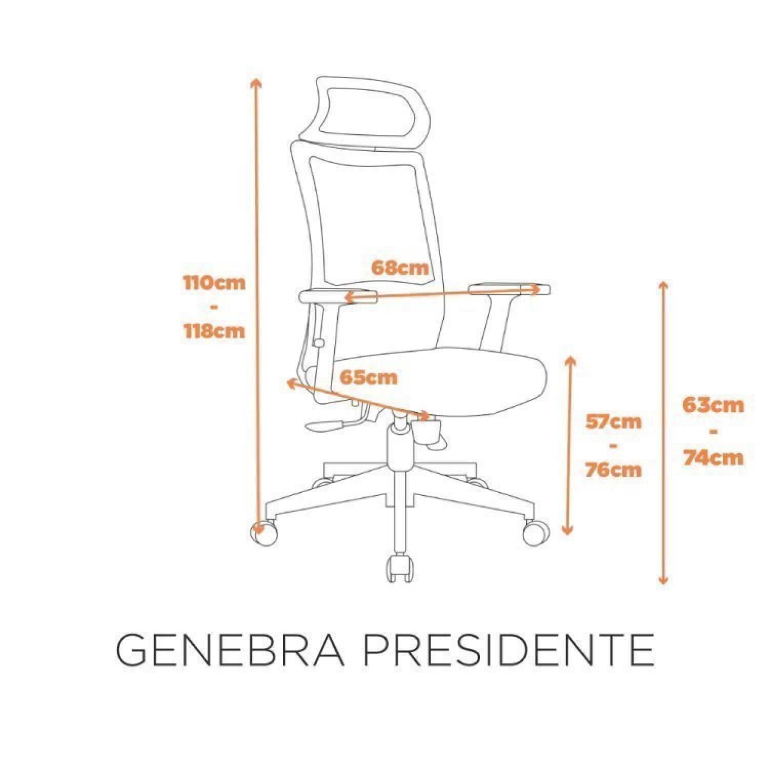 Kit 10 Cadeiras para Escritório Genebra Presidente com Nr17 - 7