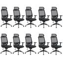 Ver imagem 1 de Kit 10 Cadeiras Escritório Presidente Ergonômica NR17 Genebra Preto