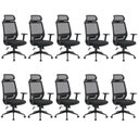 Ver imagem 1 de Kit 10 Cadeiras Escritório Presidente Ergonômica NR17 Genebra Preto