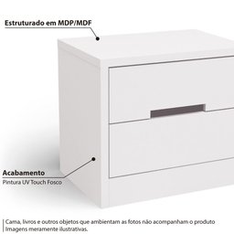 Mesa de Cabeceira 2 Gavetas - Texturizado Branco - 2