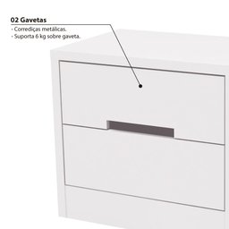 Mesa de Cabeceira 2 Gavetas - Texturizado Branco - 3