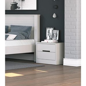 Mesa de Cabeceira 2 Gavetas - Texturizado Branco