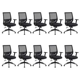 Kit 10 Cadeiras Escritório Diretor Ergonômica NR17 Genebra - 1