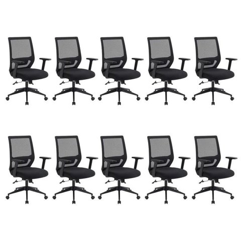 Kit 10 Cadeiras Escritório Diretor Ergonômica NR17 Genebra
