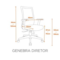 Kit 10 Cadeiras Escritório Diretor Ergonômica NR17 Genebra - 7