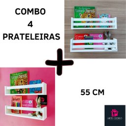 4 Estante De Livros Organizador de pelúcia Nicho Porta brinquedos Quarto Bebê Mdf 55cm - 2