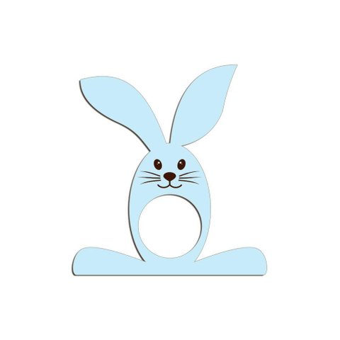 Porta Guardanapo Coelho com Carinha 9cmx9,8cm Kit 4 Peças - Cria Arte Laser Azul Claro