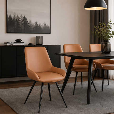 Cadeira para Sala de Jantar Giratória Aline Marrom/Caramelo
