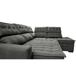 Sofá de Canto Direito 2.65x2.30m Retrátil e Reclinável com Molas Ensacadas Cama inBox Nobre Cinza - 5