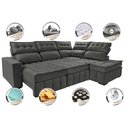 Ver imagem 3 de Sofá de Canto Direito 2.65x2.30m Retrátil e Reclinável com Molas Ensacadas Cama inBox Nobre Cinza