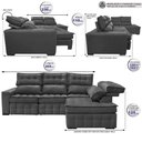 Ver imagem 2 de Sofá de Canto Direito 2.65x2.30m Retrátil e Reclinável com Molas Ensacadas Cama inBox Nobre Cinza