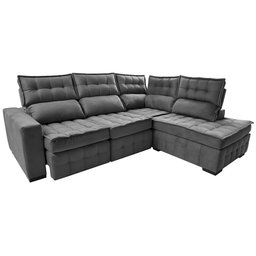 Sofá de Canto Direito 2.65x2.30m Retrátil e Reclinável com Molas Ensacadas Cama inBox Nobre Cinza - 7
