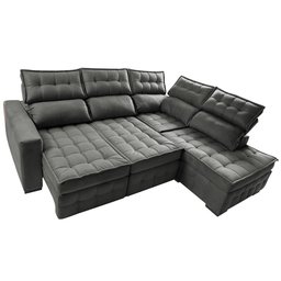 Sofá de Canto Direito 2.65x2.30m Retrátil e Reclinável com Molas Ensacadas Cama inBox Nobre Cinza - 6