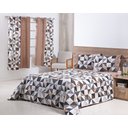 Ver imagem 1 de Jogo Lençol 4 Peças Cama Viúva 1,88mx1,28mx25cm 100% Algodão 180 Fios Geométrico Cáqui