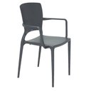 Ver imagem 2 de Cadeira Plastica Monobloco com Bracos Sofia Grafite